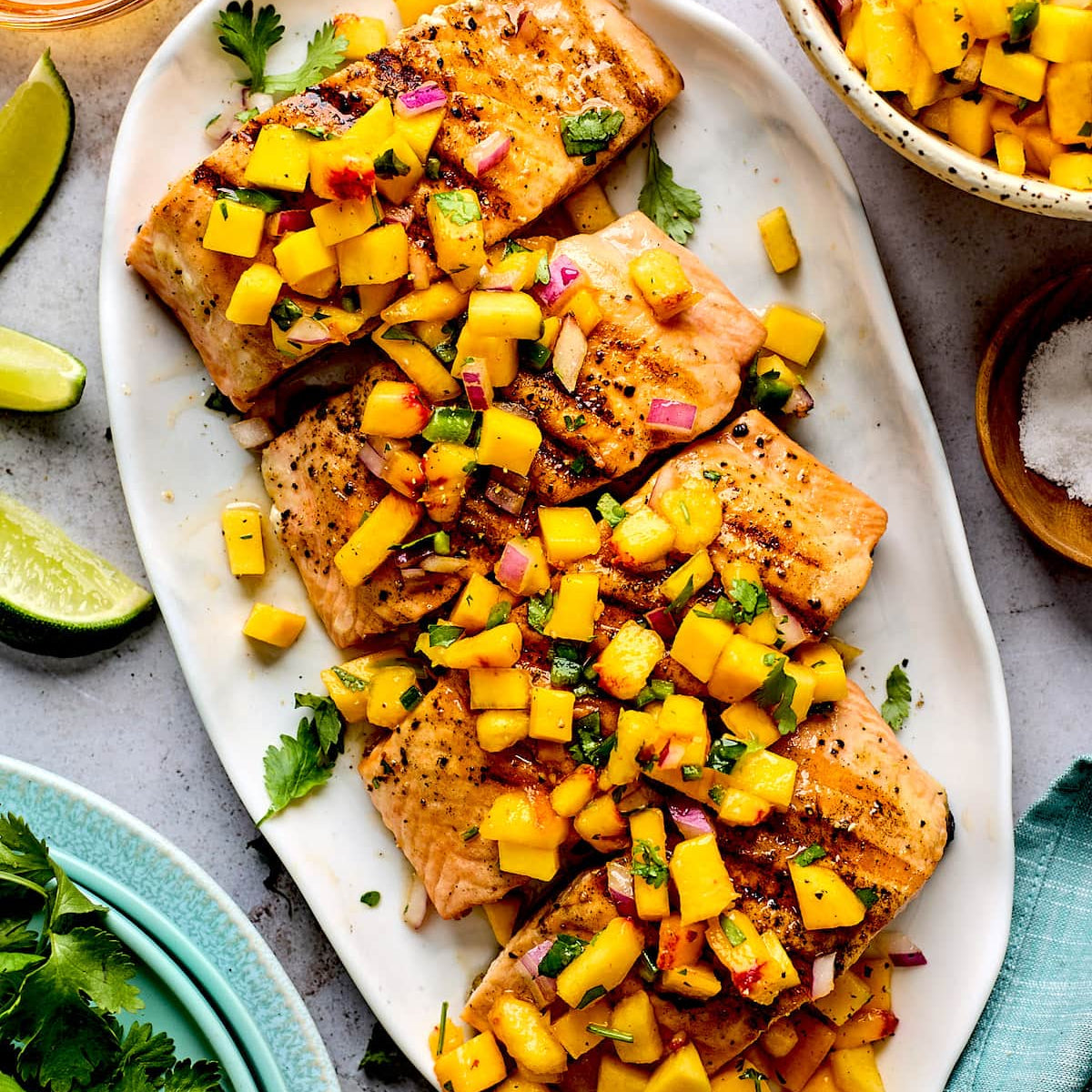 Balsamic Salmon, Summer Quinoa Salad, Grilled Peaches (MON)