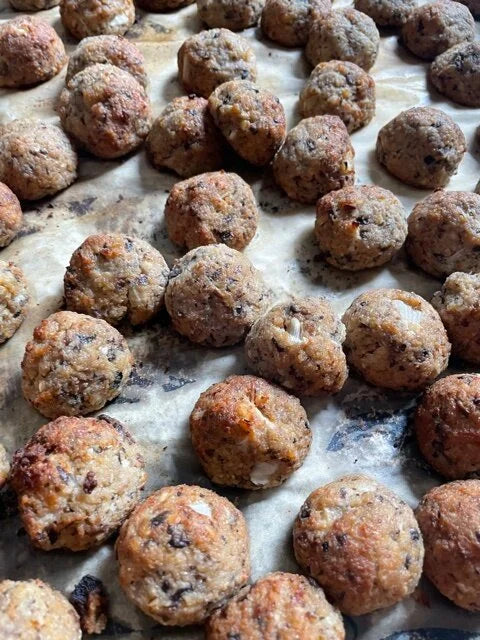 Autumn Lentil Farro Balls with Best of Fall Farmer's Market (Vegan)