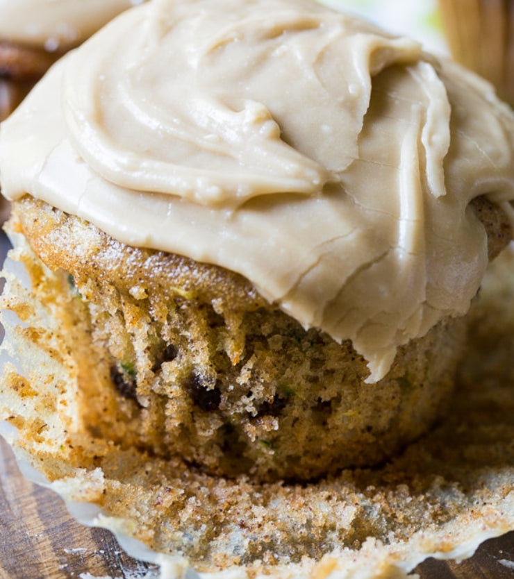 Zucchini Muffins with Vegan Cream Cheese Frosting
