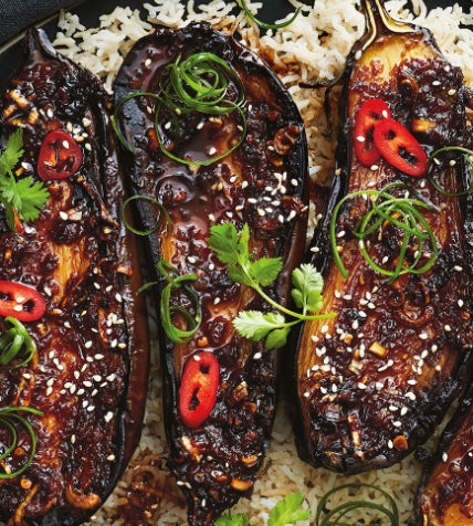 Blackened Eggplant with Seasonal Veggies