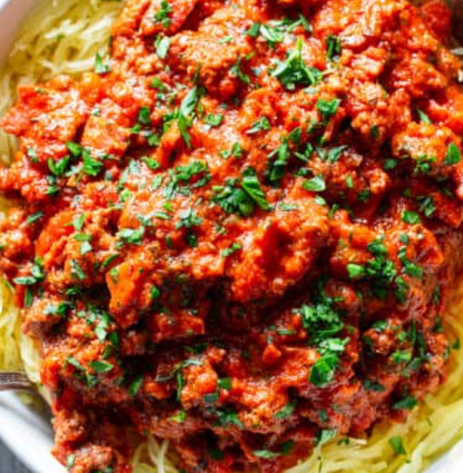 Spaghetti Squash and Cauliflower Bolognese (Vegan)
