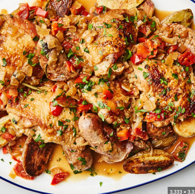 Chicken Scarpariello with Cauliflower Polenta