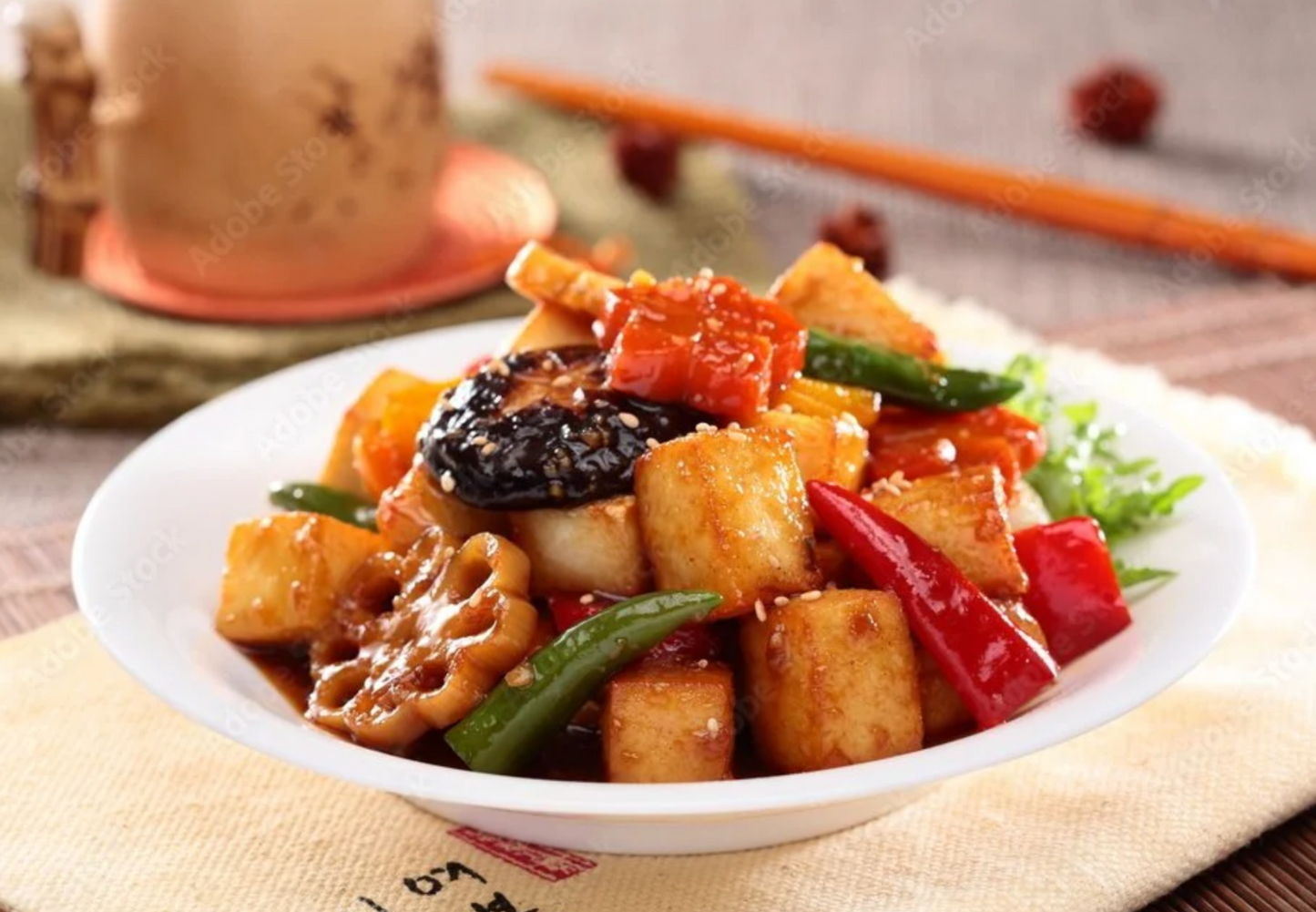 Tamari Ginger Tofu with Lotus Root (WED)