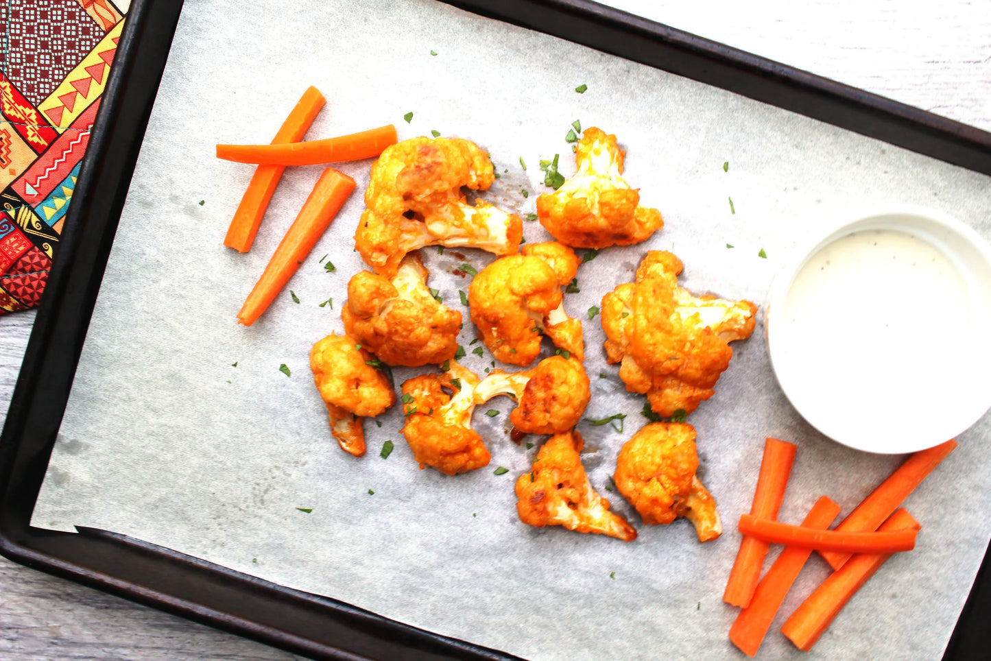 Buffalo Cauliflower "Wings" with Southwestern Quinoa Salad
