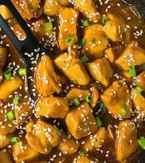 Sesame Chicken Over Green Rice and Stir Fried Summer Veggies