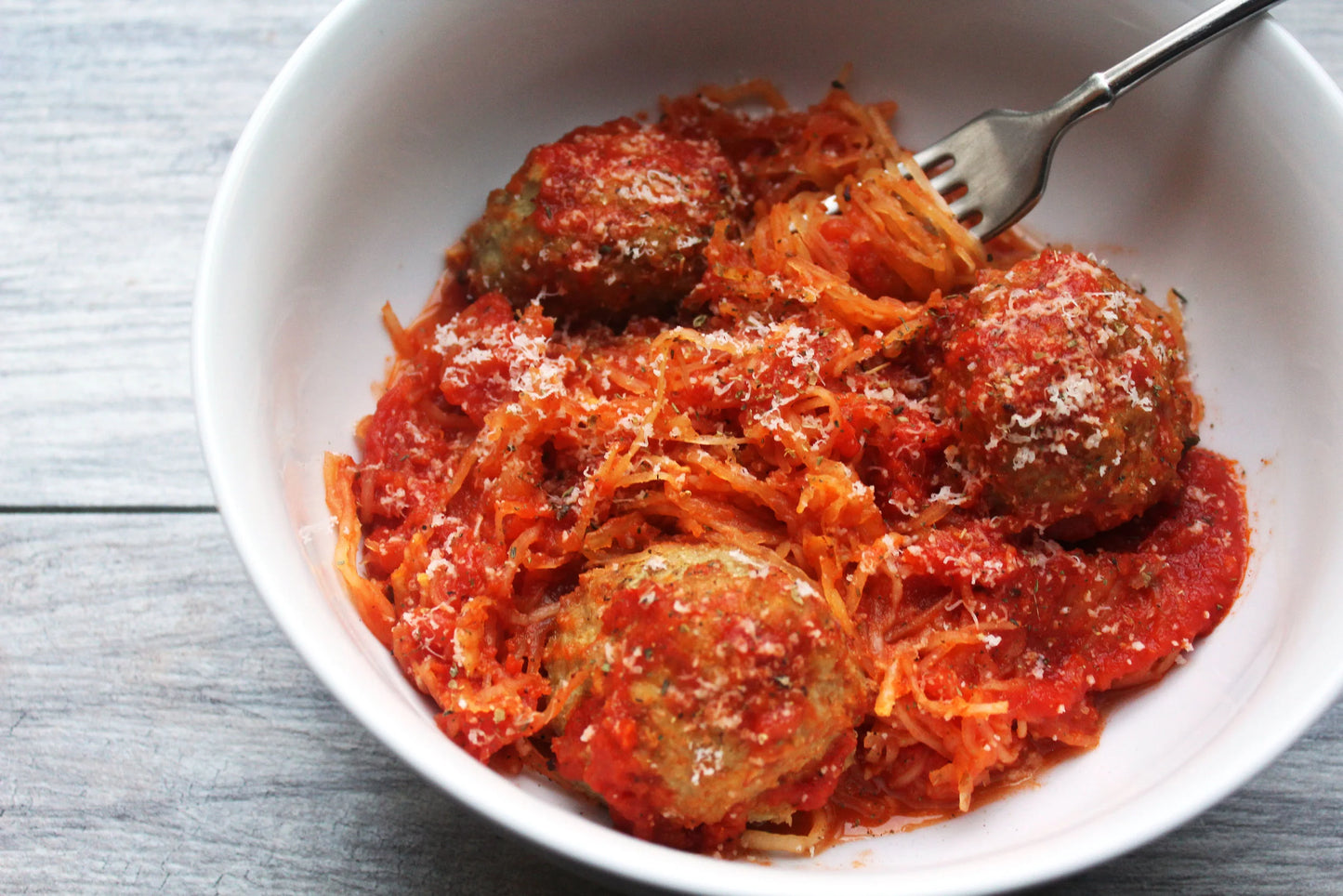 Chickpea Pasta with Housemade Tomato Sauce and Pesto Meatballs