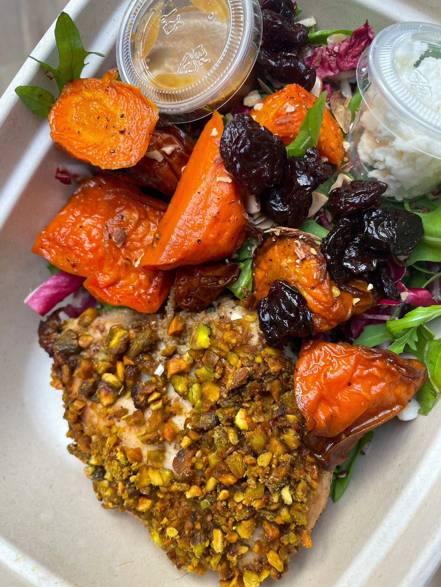 Pistachio-Crusted Chicken with Maple Roasted Carrot Salad (WED)