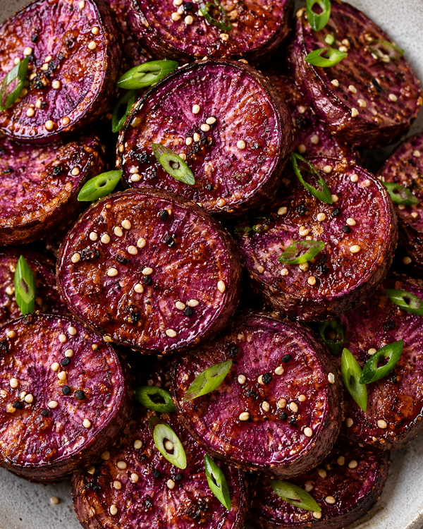 Miso-Glazed Japanese Sweet Potatoes with Toasted Sesame (MON)