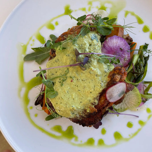 Roast Chicken with Green Hazelnut Miso Pesto