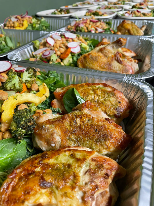 Crispy Cider Roasted Chicken with Holiday Quinoa Salad