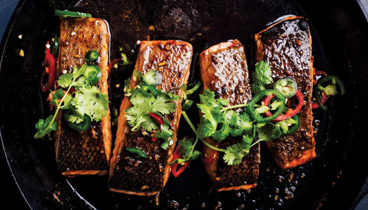 Caramelized Salmon with Lemongrass Quinoa and Magic Mustard Sauce