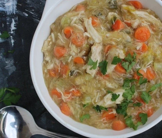 Chicken Veggie Soup With GF Noodles