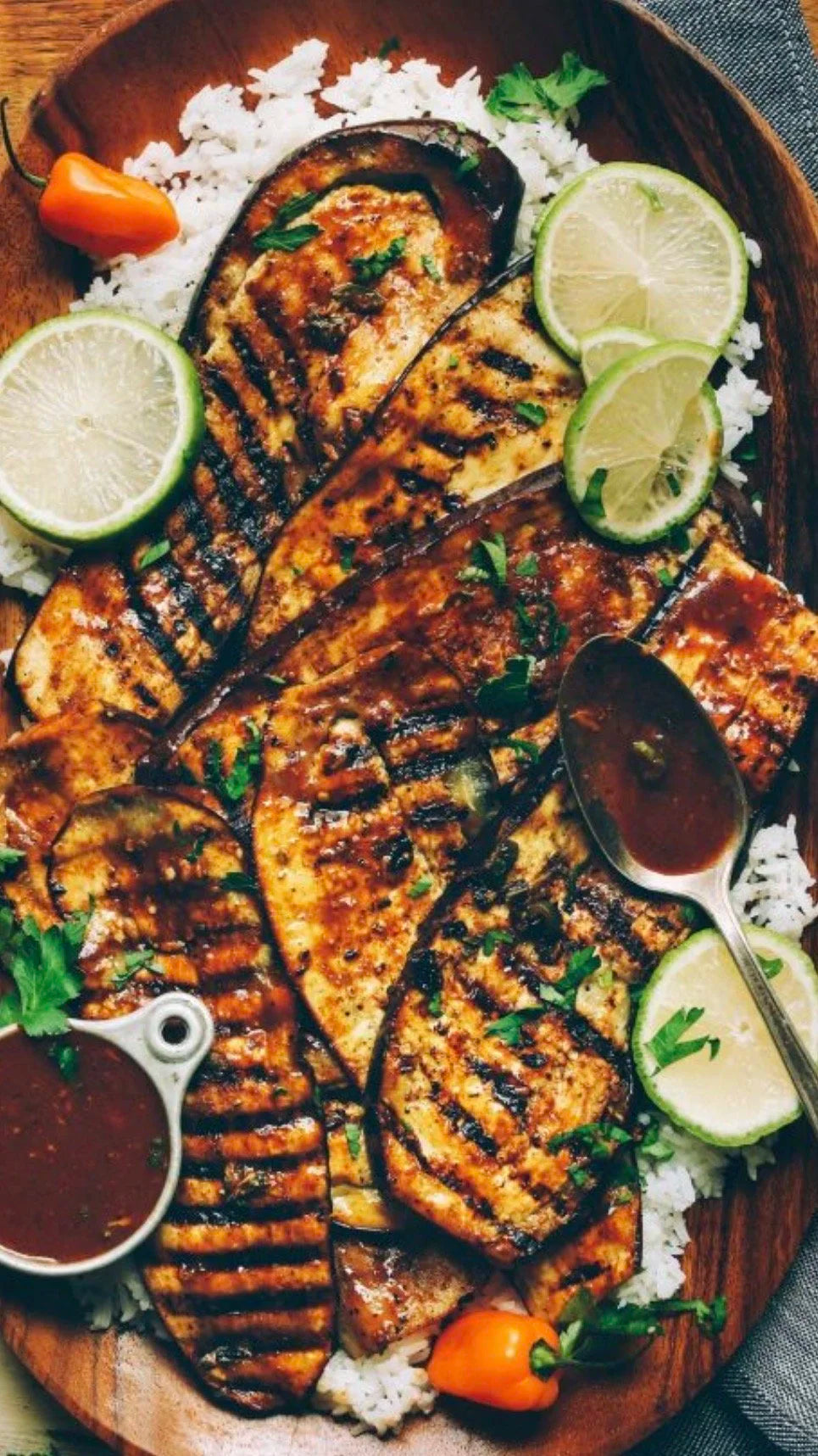 Blackened Eggplant Rounds with Tropical Slaw and Early Summer Caribbean Salad