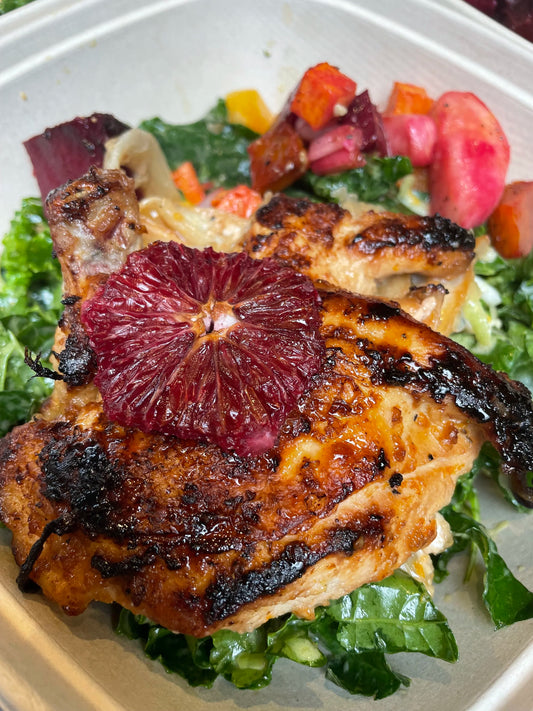 Chile Margarita Chicken with Broccoli and Cauli Torrata