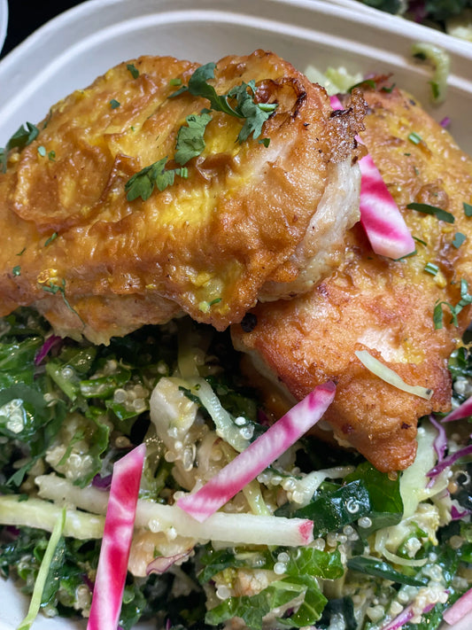 Lemon Chicken with Crunchy Summer Brassica