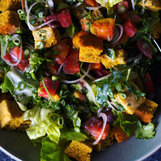 Ranch Summer Salad with Cornbread Croutons