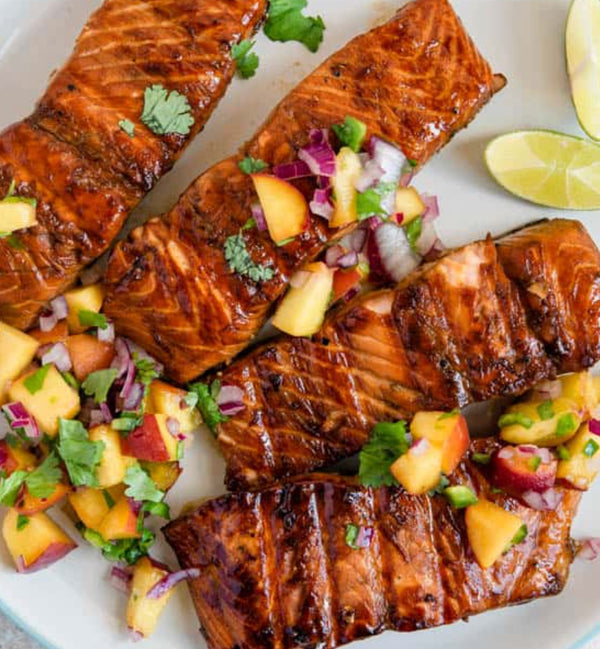 Backyard Balsamic Salmon with Peach Salsa (MON)
