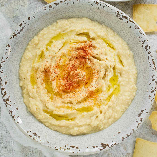 Elote Corn Hummus with Tortilla Chips