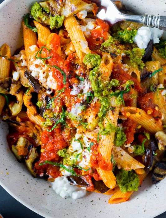 Pasta alla Norma with Cauli Steak