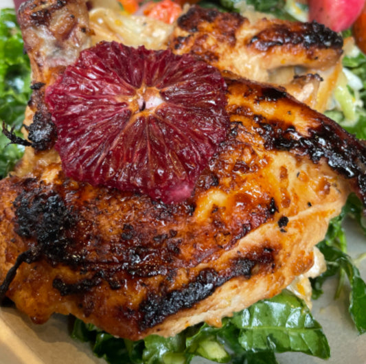 Agave Chili Enchilada Chicken with Oaxacan-Style Cauliflower Rice Veggie and Pico De Gallo
