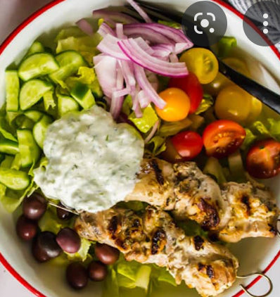 Greek Chicken Soulvaki With Little Gem Autumn Salad
