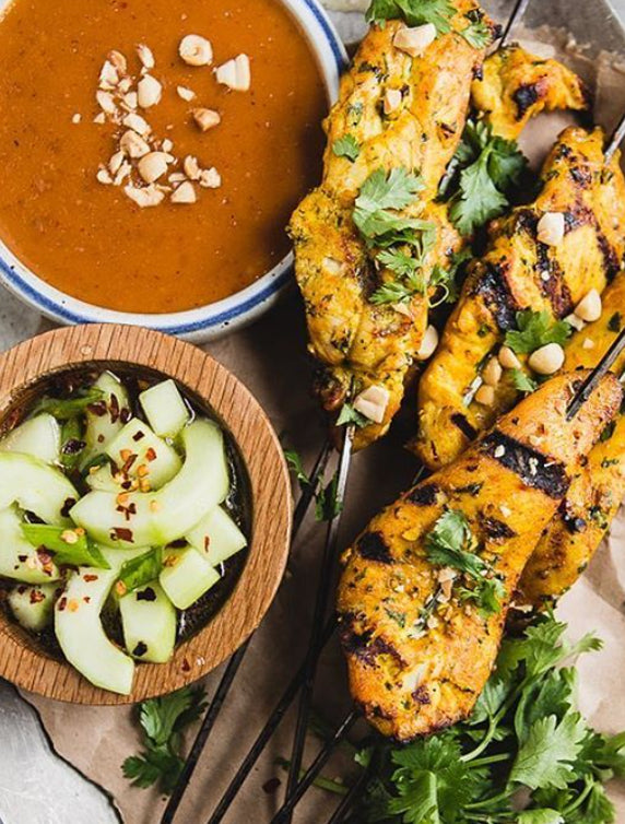 Chicken Satay with Sunomono Salad and Forbidden Veggie Rice (WED)