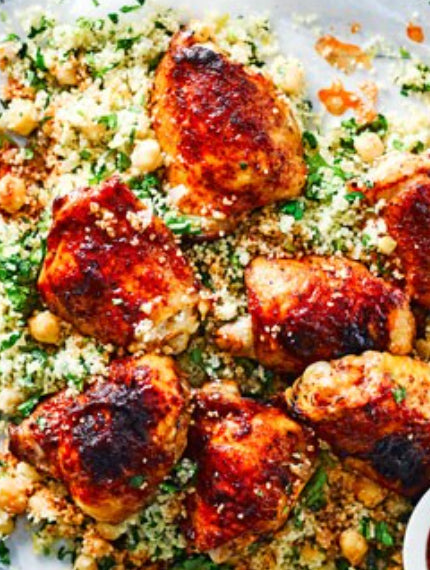 Slow Roasted Chicken and Artichokes with Couscous and Shirazi Salad