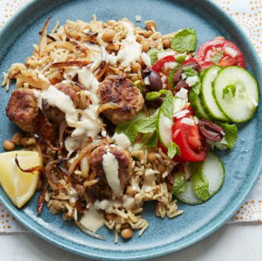 Lemon Gyro Chicken with Mujadara and Tel Aviv Salad (WED)