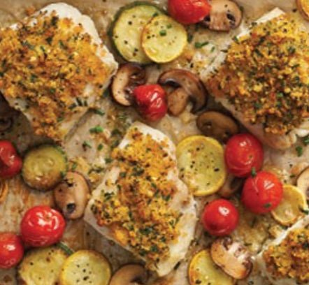 Herb Crusted Cod Cacciatore with Soft Zucchini (WED)