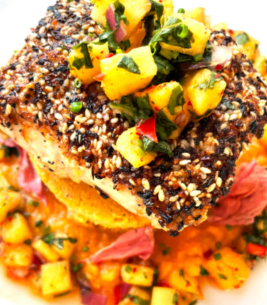 Everything Salmon with Pear, Walnut & Kale Chop Chop