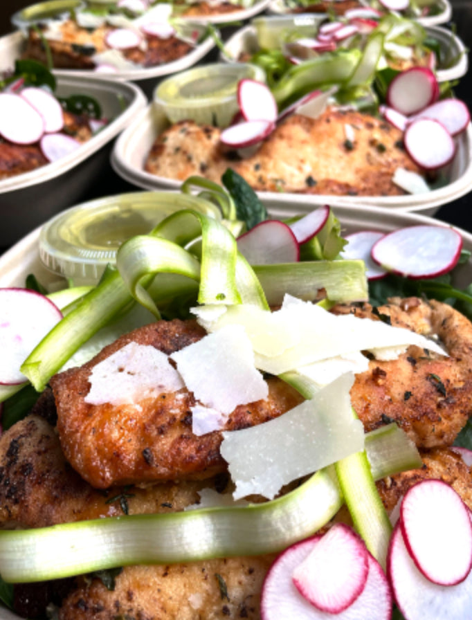 Chicken Marbella, Arugula Pesto, Winter Carpaccio Salad (WED)