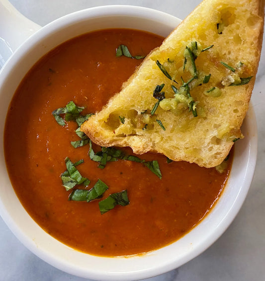 Tomato Basil Soup with Gluten Free Garlicky Bread (WED)