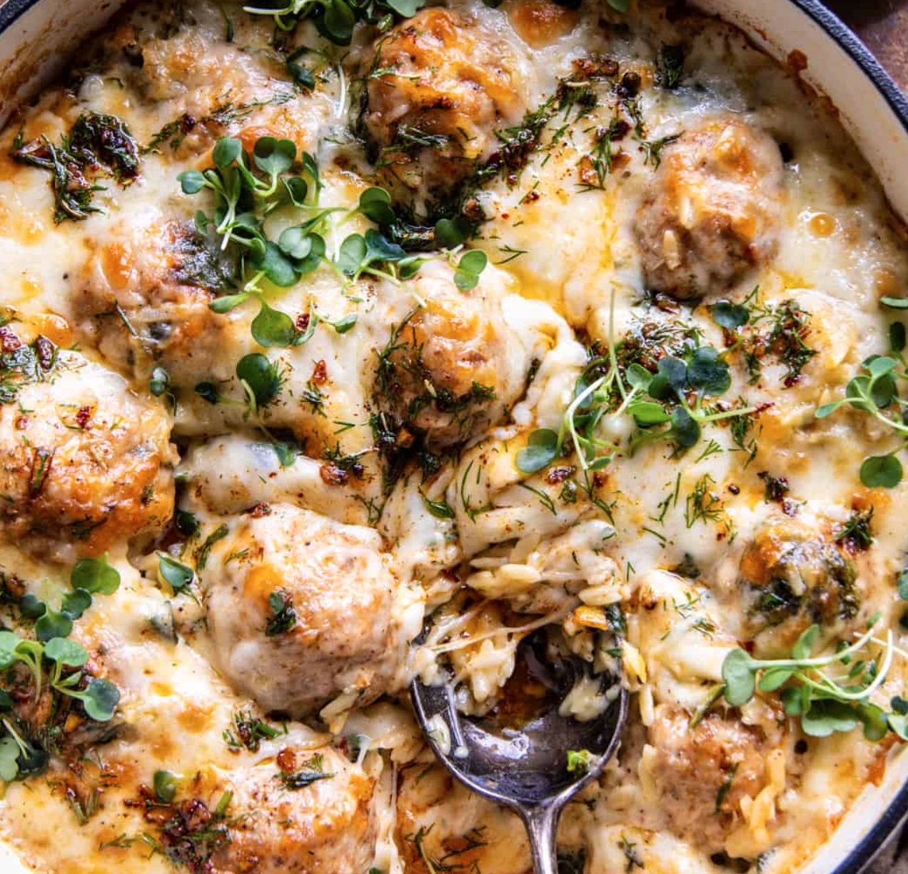 Lemon Rosemary Meatballs, Primavera Cavatelli (MON)