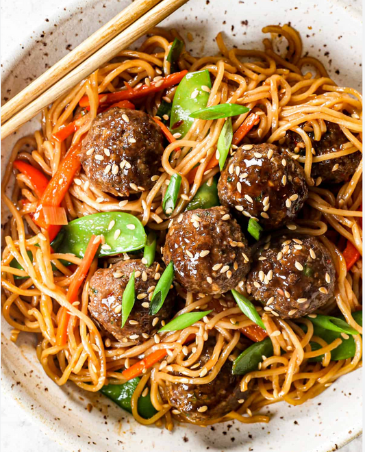 Sesame Ginger Meatballs with Soba Noodles (WED)