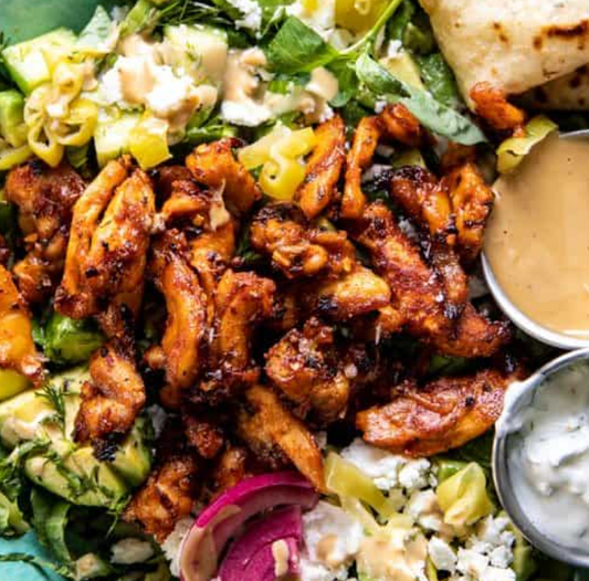 Greek Lemon Chicken, Greek Salad, Yogurt Sauce (MON)