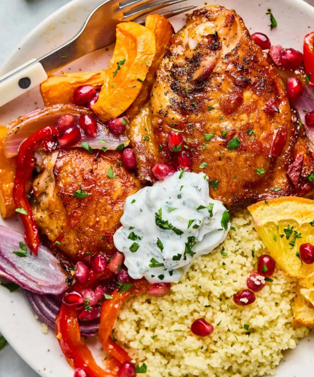 Harissa Chicken, Tahini Carrots, Couscous (WED)
