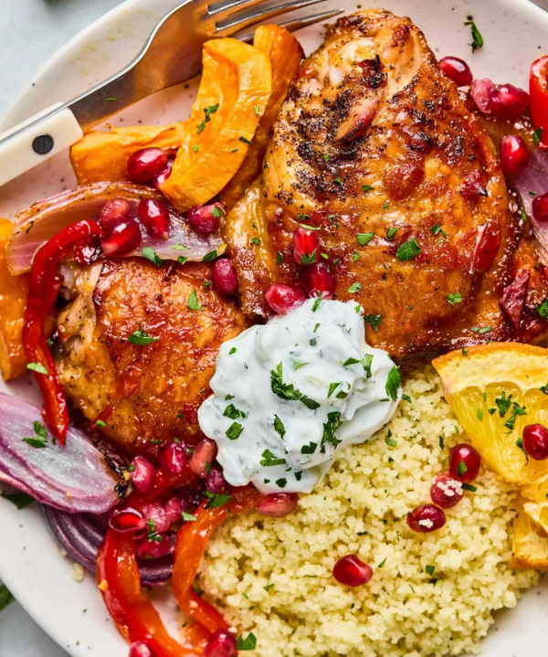 Harissa Chicken, Tahini Carrots, Couscous (WED)