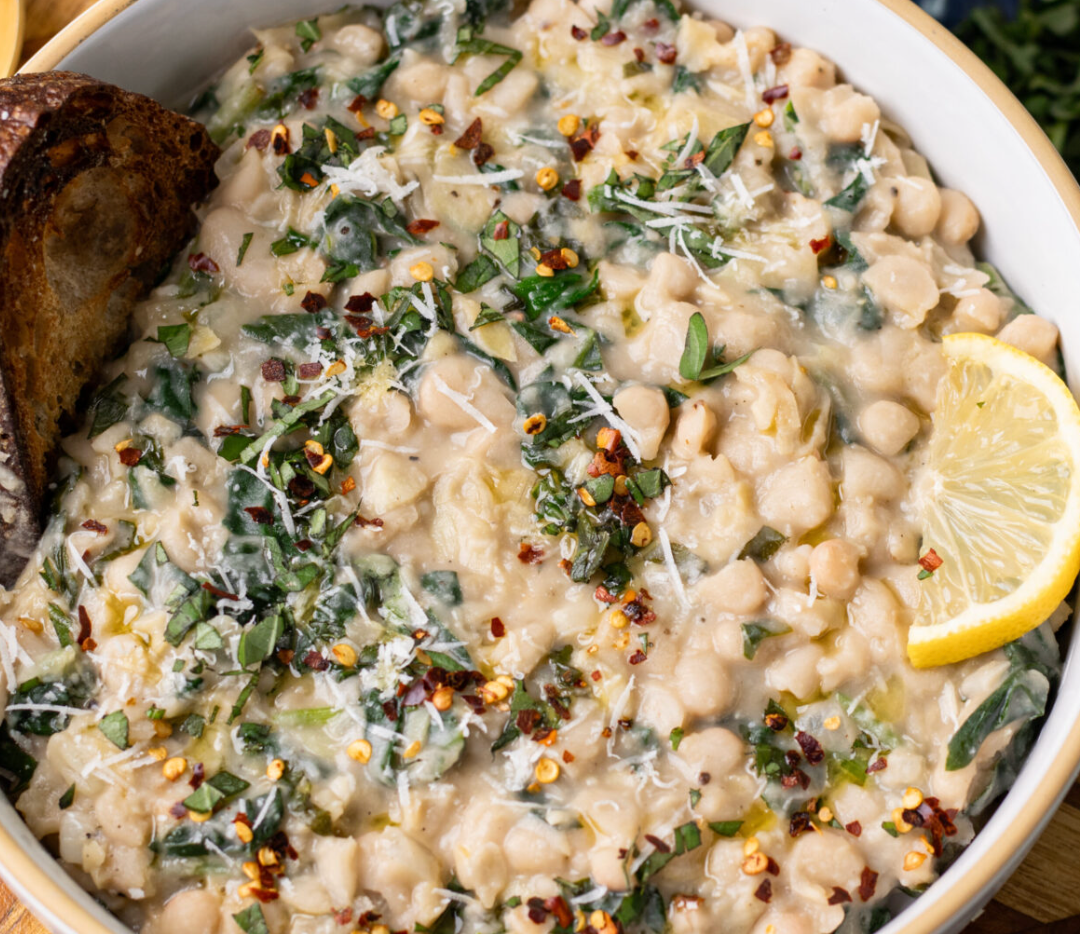 Pasta and White Beans with Spinach Artichoke Sauce (WED)