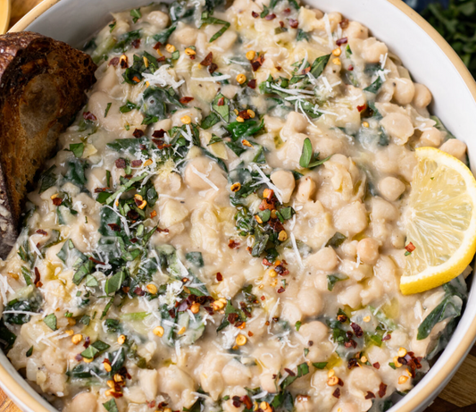 Pasta and White Beans with Spinach Artichoke Sauce (WED)
