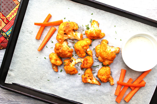 Buffalo Cauliflower "Wings" with Southwestern Quinoa Salad