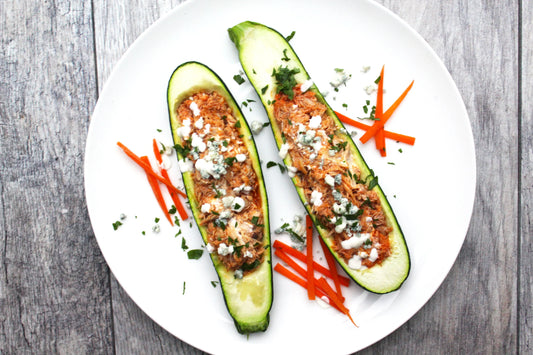 Buffalo Chicken Zucchini Boats
