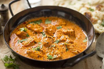 Chicken Korma with Tandoori Broccoli and Veggie Filled Summer Lentils