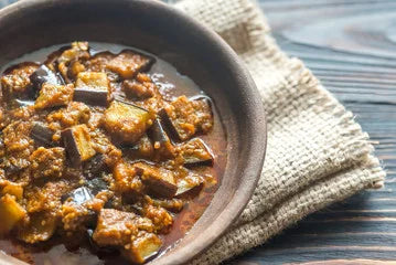 Copy of Braised Eggplant with Rice and Summer Bean Salad