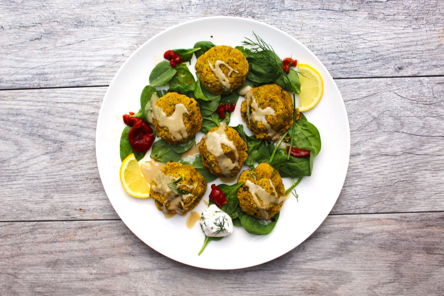 Spinach Falafel with Summer Tabbouleh