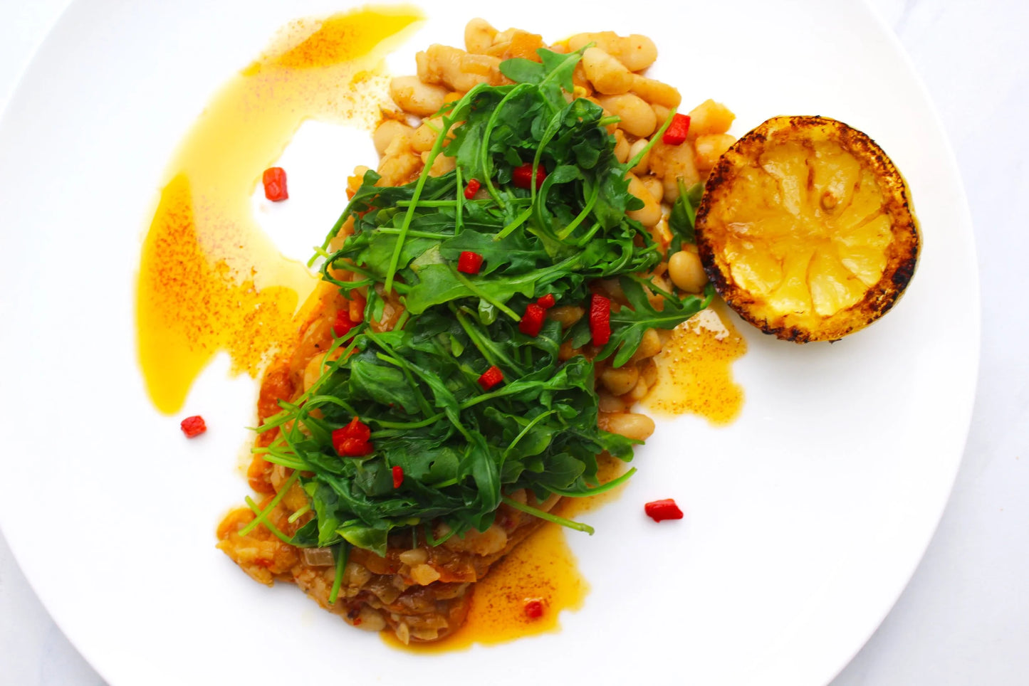 Slow Cooked Mediterranean Butter Beans with Roasted Autumn Veggie Lentils (Vegan)