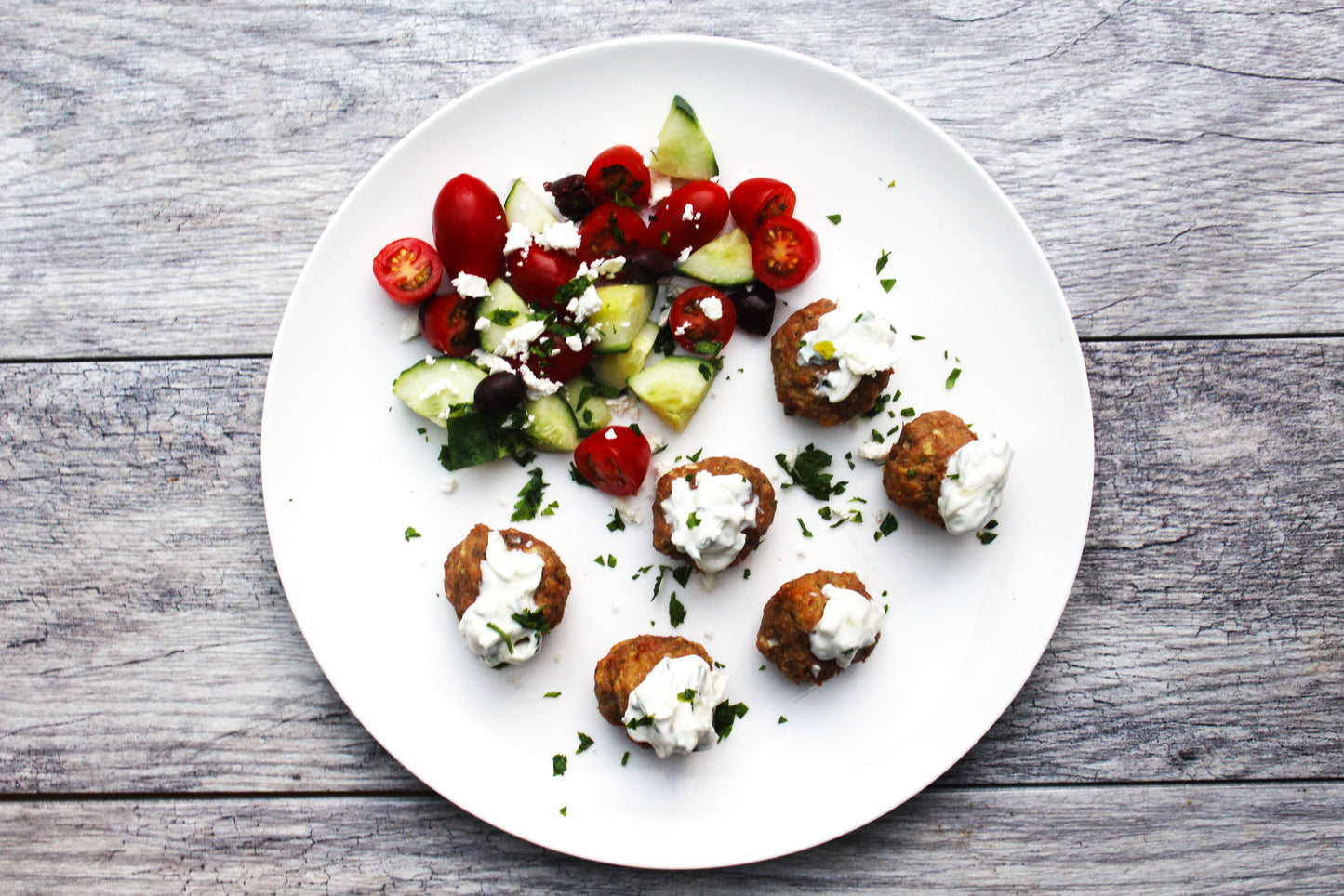 Gluten-Free Greek Meatballs with Detox Tel Aviv Salad