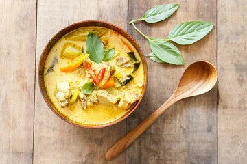 Better Than Takeout Green Curry with Seasonal Veggies (Vegan option available)
