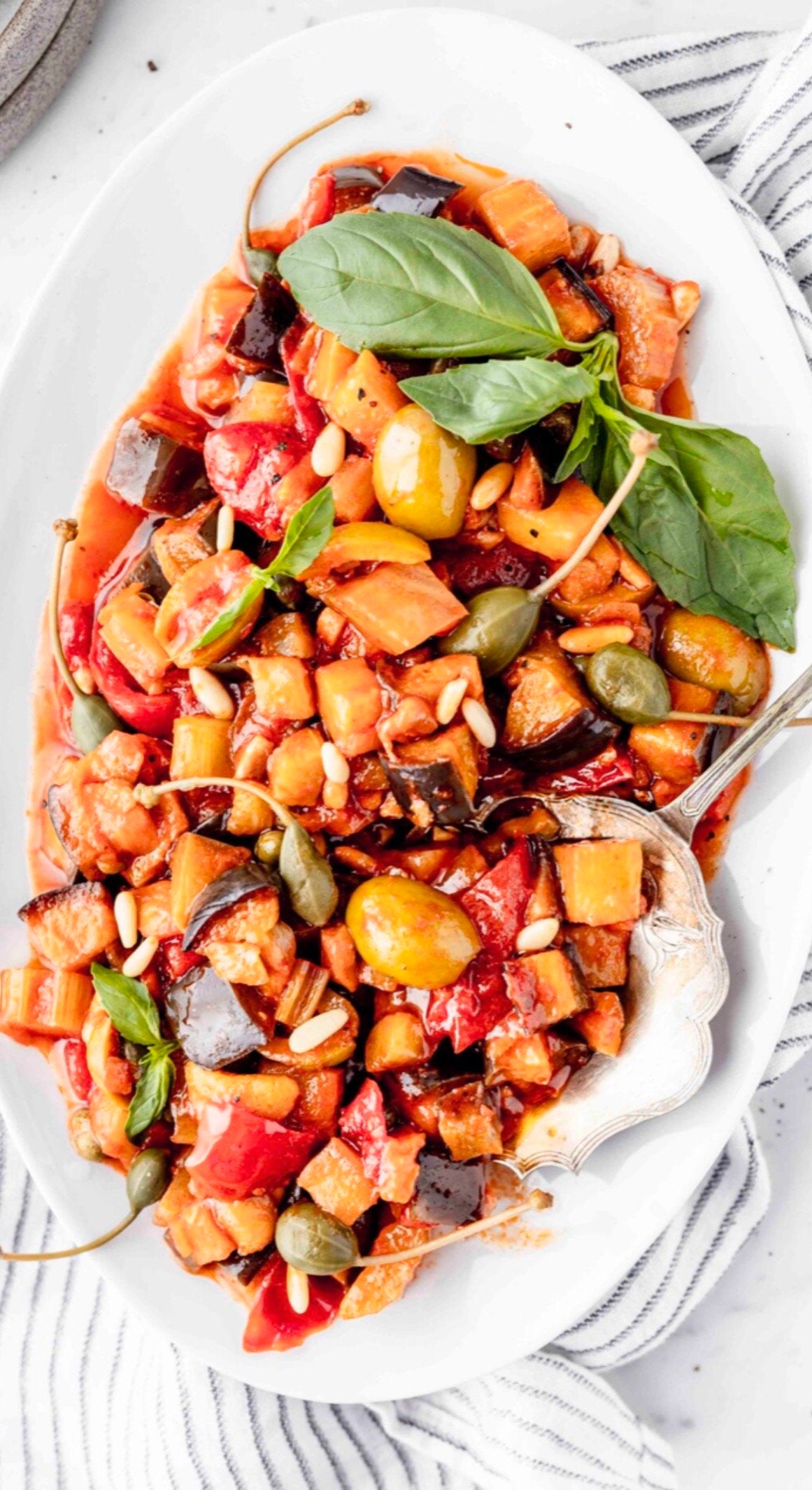 Braised Caponata White Beans with Detox Sicilian Salad (Vegan)