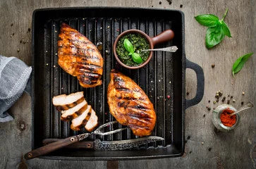 Pesto Chicken with Peach and Mozzarella Caprese