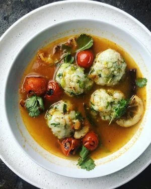 Sticky Rice Balls with Veggie Stir Fry